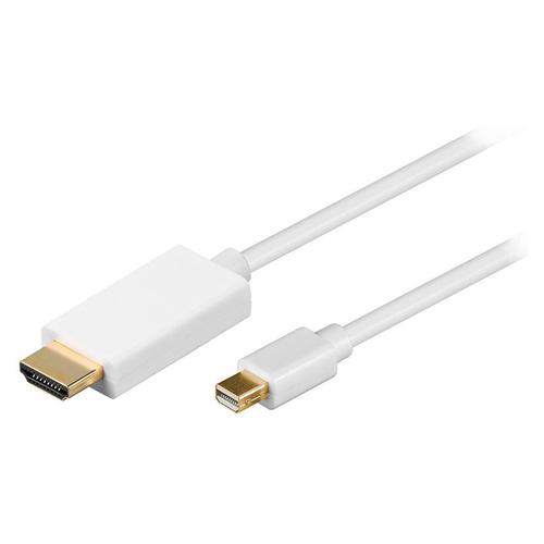 Câble Adaptateur Mini Display Port male vers HDMI male Câble Mini DP Thunderbolt à HDMI Blanc - Visiodirect -