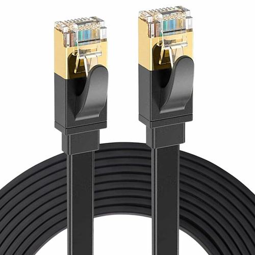 Lot de 5 Câbles Ethernet 15M CAT 7 Plat, Câble Réseau RJ45 10Gbps 600MHz Noir pour Routeur,TV Box,PC,Consoles Jeux,Modem-Visiodirect