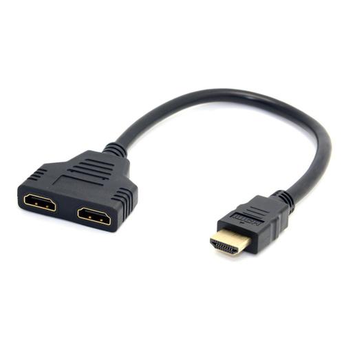 Câble doubleur convertisseur port HDMI 1080P mâle vers 2 port HDMI femelle Noir pour ordinateur Dell XPS 16 (9640)-Visiodirect-