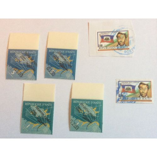 Lot De 4 Timbres Neufs & 2 Oblitérés De Haïti (Dont 1 Sur Coin D'enveloppe-Doublon)