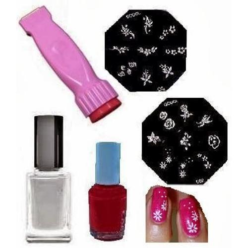 Coffret Complet Stamping Nail Art, Vernis, Tampon, Disque 