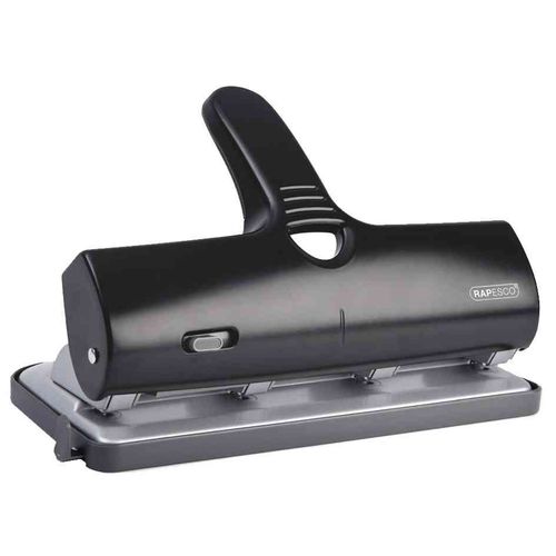 Rapesco Perforateur Grande Capacité Métal & Abs 4 Trous Noir/Argent 40 Flles