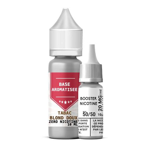 Base Aromatisée Surdosé E-Liquide Tabac Blond Doux Nicotine 0 mg avec Booster Nicotine 20 mg 10 ml 50/50 - 50% PG / 50% VG pour Mélange DIY Shake N Vape