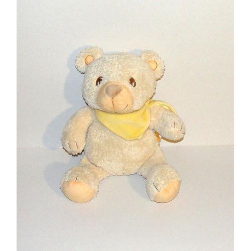 Doudou Ours Kimbaloo Beige Foulard Jaune Peluche Ourson La Halle