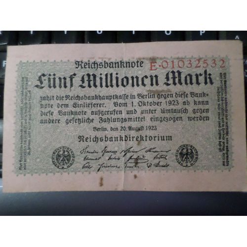 Billet De Funf Millionen Mark 20/08/1923 Berlin