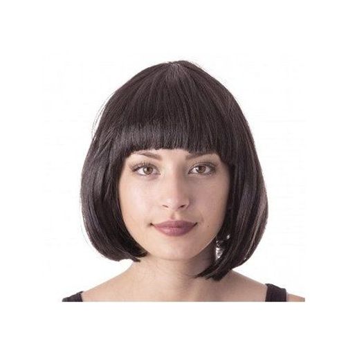 Perruque Cabaret Noire Courte Cheveux Lisses Frange Femme - Accessoire Déguisement