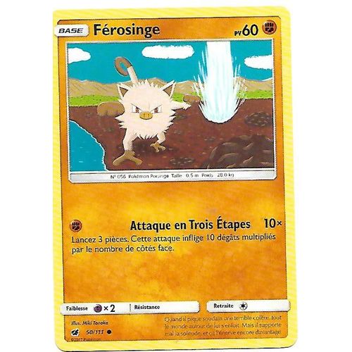 Carte Pokémon Férosinge - 60 Pv - Soleil Et Lune Invasion Carmin - 50/111 Neuve - Fr