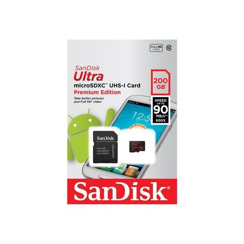 SanDisk Ultra - Premium Edition carte mémoire flash (adaptateur microSDXC vers SD inclus(e)) - 200 Go - Class 10 - microSDXC UHS-I
