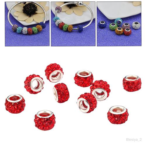 5 X 10pcs Perles D'espacement Européennes Bracelet Strass Résultats De Bijoux Rouge