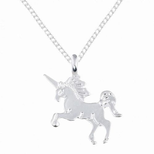 Pendentif Licorne En Alliage Plaqué Argent &amp Sa Chaine Assortie