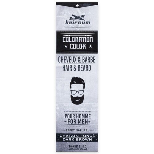 Hairgum, Coloration Demi-Permanente Cheveux & Barbe 3 : Châtain Foncé 60g, Homme 