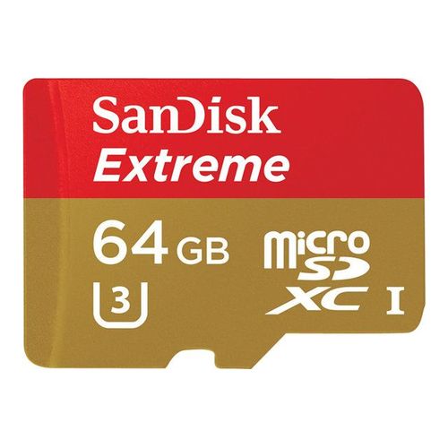 SanDisk Extreme - Carte mémoire flash (adaptateur microSDXC vers SD inclus(e)) - 64 Go - UHS Class 3 / Class10 - 400x - microSDXC UHS-I