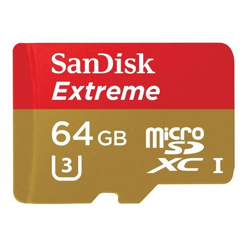 SanDisk Extreme - Carte mémoire flash (adaptateur microSDXC vers SD inclus(e)) - 64 Go - UHS Class 3 / Class10 - 400x - microSDXC UHS-I
