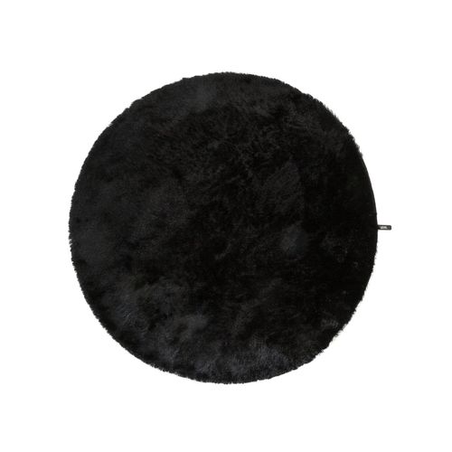 Benuta Essentials Tapis À Poils Longs Whisper Noir Diamètre 80 Cm Rond