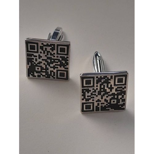 Boutons De Manchettes Carré En Forme De Qrcode De Couleurs Argent Et Noire Pour De L'élégance Et Du Style ...
