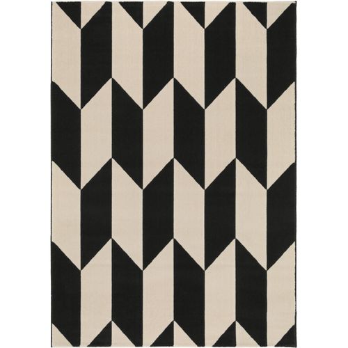 Tapis Poil Ras Dessert Noir & Blanc 120x170 Cm - Tapis Poil Court Design Moderne Pour Salon