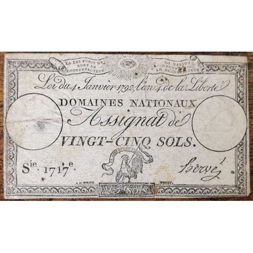 Assignat 25 Sols - 4 Janvier 1792 - Série 1717 - Domaine Nationaux