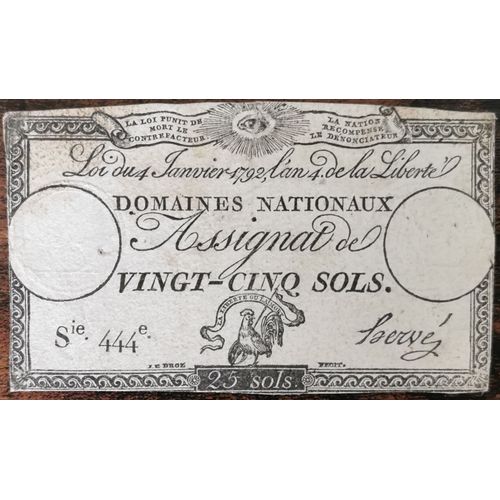 Assignat 25 Sols - 4 Janvier 1792 - Série 444 - Domaine Nationaux