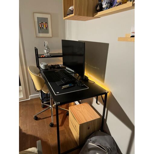 Bureau Ordinateur Ferghana 175cm Avec Rangement - Étagères Et Support PC - Brun Bureau Gaming/Bureau Maison
