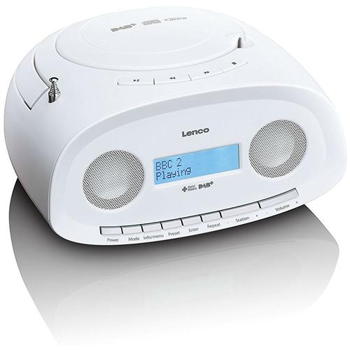 Radio portable Boombox DAB +/FM avec lecteur CD et USB, AUX, MP3 Lenco SCD-69 Blanc