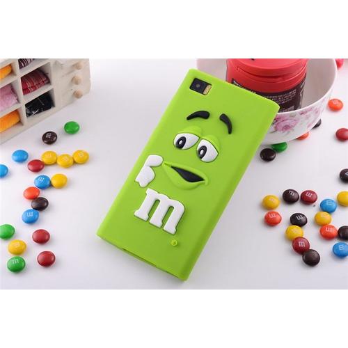 Coque Case Huawei P8 Lite M&m's Vert Chocolate Design Silicone Souple (Tpu)