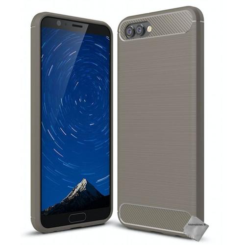 Housse Etui Coque Silicone Gel Carbone Pour Huawei Honor View 10 + Film Ecran - Gris