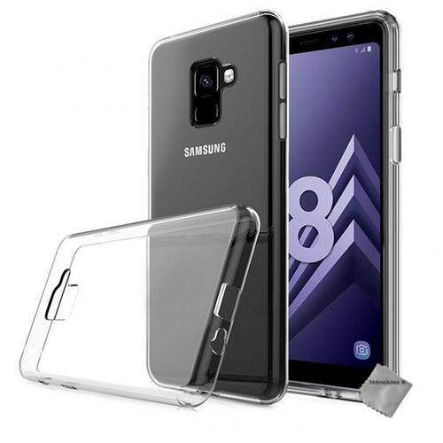 Housse Etui Coque Silicone Gel Fine Samsung Galaxy A8 (2018) + Verre Trempe Transparent Tpu