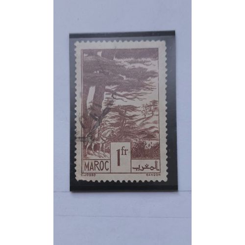 L362 -- Timbre Oblitéré Maroc , Bureau Français N °182 -- Année 1939/42-- " Paysage : Forêt De Cèdres, À Ifrane ".