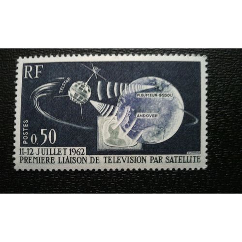 Timbre France ( Yt 1361 ) 1962 Pleumeur Bodou. Premier Lien Tv Par Satellite