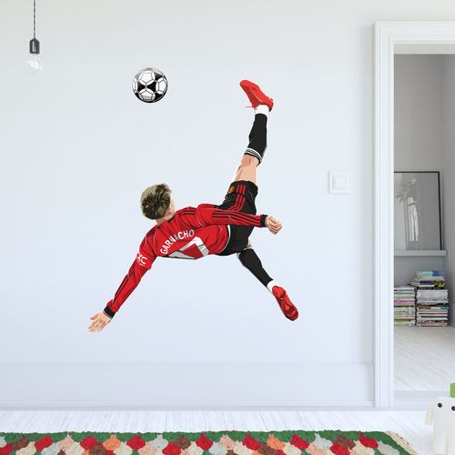 Autocollant Mural Coup De Pied Aérien Manchester United Garnacho - 120 Cm De Hauteur