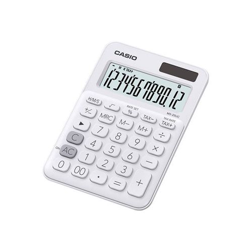 Casio MS-20UC - Calculatrice de bureau - 12 chiffres - panneau solaire, pile - blanc
