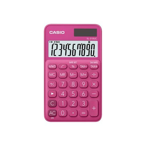 Casio SL-310UC - Calculatrice de poche - 10 chiffres - panneau solaire, pile - rouge