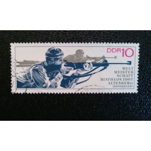Timbre Allemagne Rda ( Yt 948 ) 1967 Biathlon Couché