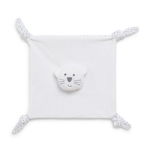 Doudou Chat Plat Blanc Gris Etoiles Doudoublure Passeport Peluche Jouet Bebe