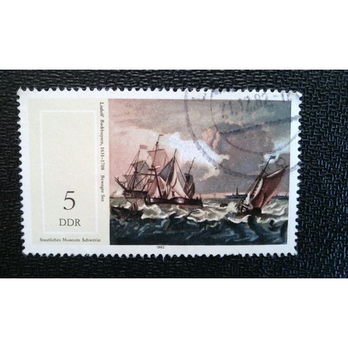Timbre Allemagne Rda ( Yt 2375 ) 1982 Peintures Du Musée National De Schwerin "Mer En Mouvement" (L. Backhuysen)