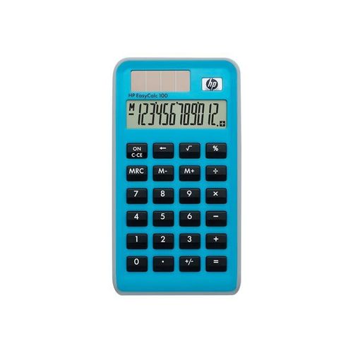 HP EasyCalc 100 - Calculatrice de bureau - 12 chiffres - panneau solaire, pile