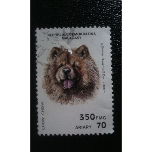 Timbre Madagascar ( Yt Pa 204 ) 1991 Chow-Chow (Canis Lupus Familiaris)