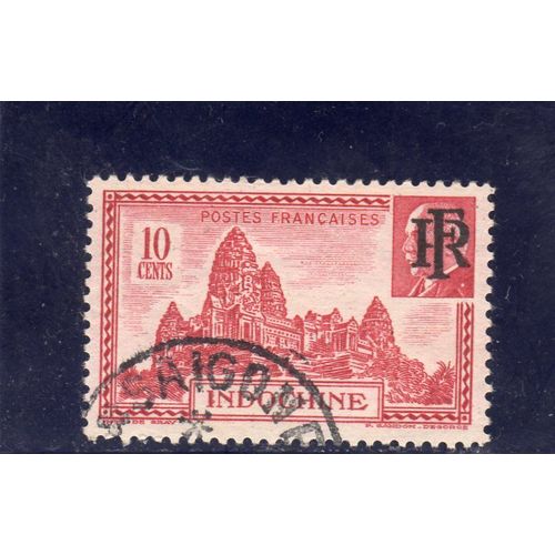 Timbre-Poste D'indochine (Temple D'angkor Et Maréchal Pétain, Surcharge Rf)