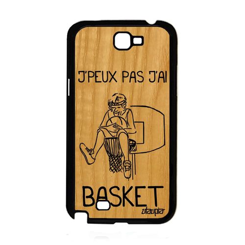 Coque Pour Note 2 Bois Silicone J'peux Pas J'ai Basket Bd Humour Samsung Galaxy Note 2