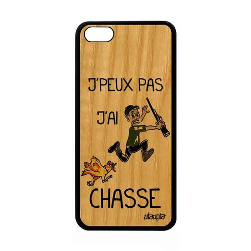 Coque Silicone Pour Iphone 5c Bois J' Peux Pas J' Ai Chasse Homme Noir Apple Iphone 5c