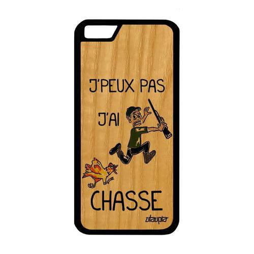 Coque J' Peux Pas J' Ai Chasse Apple Iphone 6 6s En Bois Silicone Bumper 4g