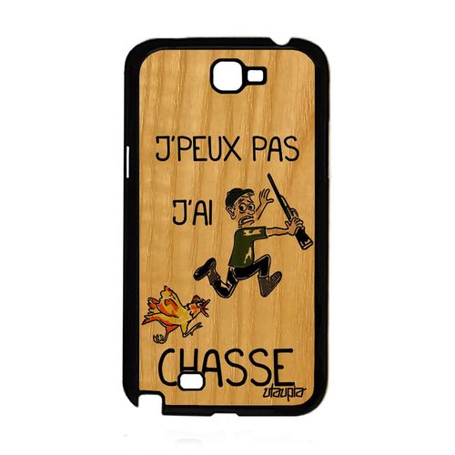 Coque Samsung Note 2 Bois Veritable Silicone J'peux Pas J'ai Chasse Motif Samsung Galaxy Note 2