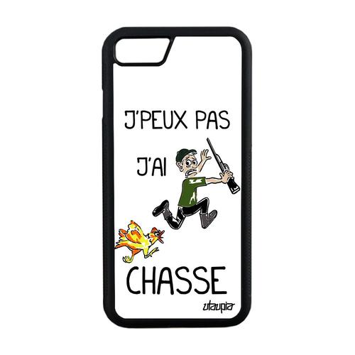 Coque Silicone Pour Apple Iphone 8 Humour J' Peux Pas J' Ai Chasse Blanc En