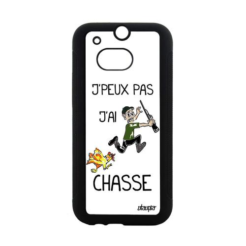 Coque One M8 Silicone Humour J'peux Pas J'ai Chasse Chasseur Gel Blanc Texte Htc One M8