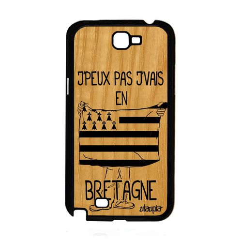 Coque J'peux Pas J'vais En Bretagne Samsung Galaxy Note 2 Bois Silicone Souple A