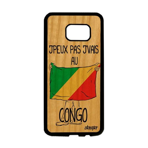 Coque Silicone Pour Samsung Galaxy S7 Edge En Bois J'peux Pas J'vais Au Congo De