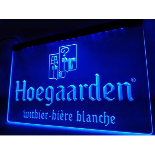 Panneau Pub Bière Blanche Hoegaarden Led Enseigne Bar Cafe Lumineuse Neon Lampe