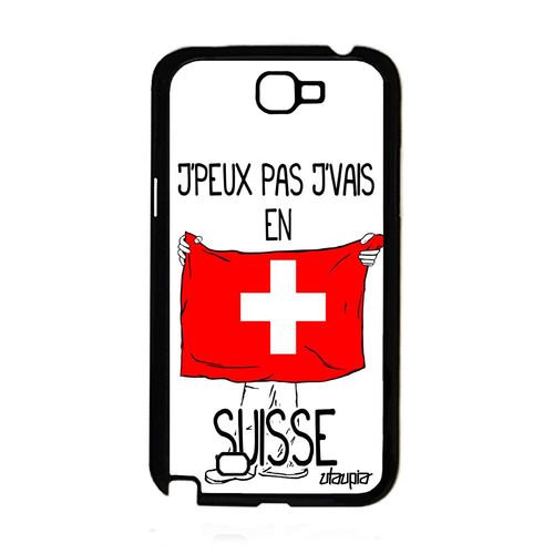 Coque J'peux Pas J'vais En Suisse Note 2 Silicone Antichoc Noir A Samsung Galaxy Note 2