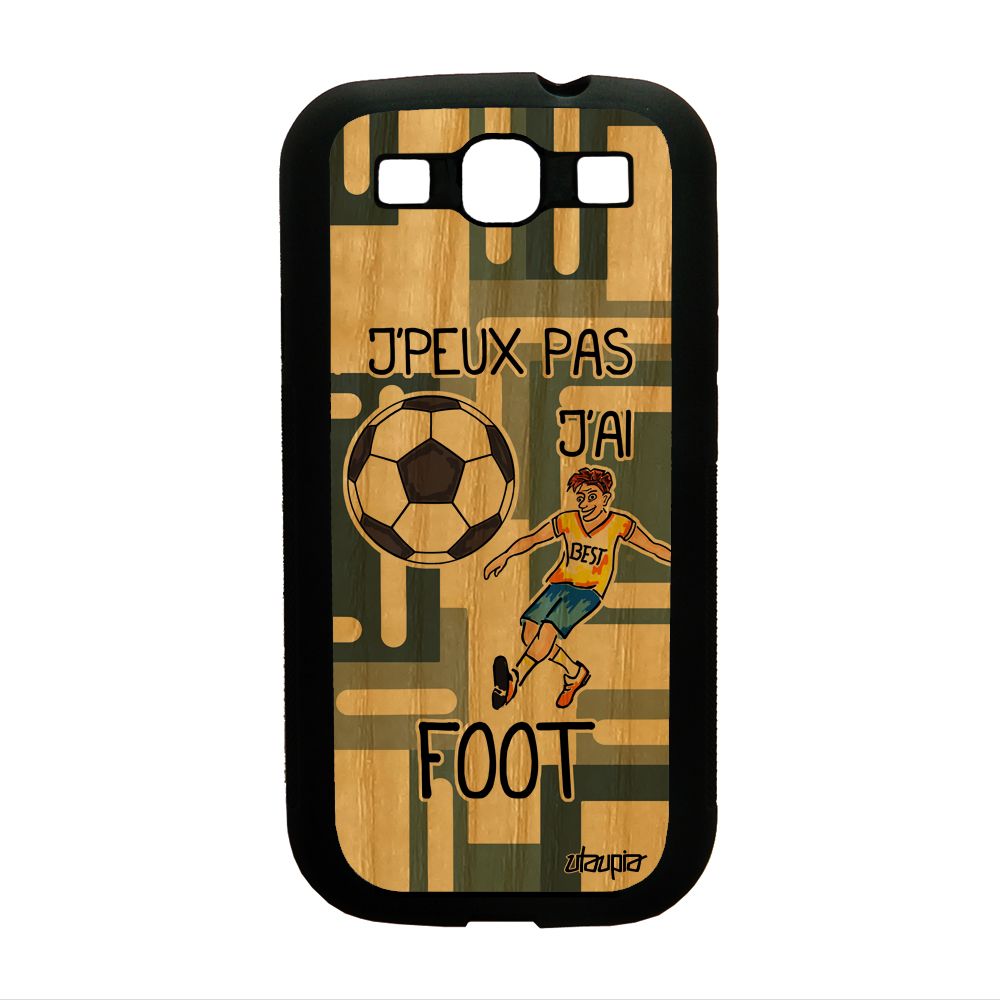 Coque Silicone Samsung S3 En Bois J'peux Pas J'ai Foot Gris Bd Telephone Samsung Galaxy S3