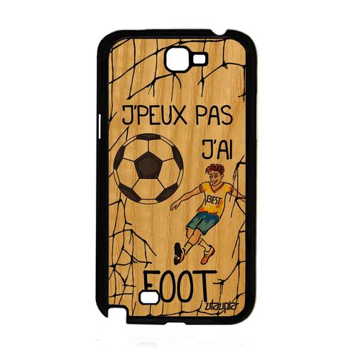 Coque Note 2 En Bois Silicone J'peux Pas J'ai Foot Swag Portable Samsung Galaxy Note 2